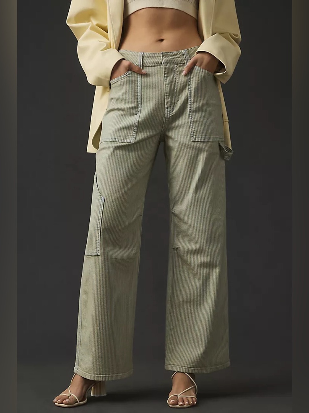 Pilcro High-Rise Wide-Leg Striped Painter Pant Jeans Size 29 EUC